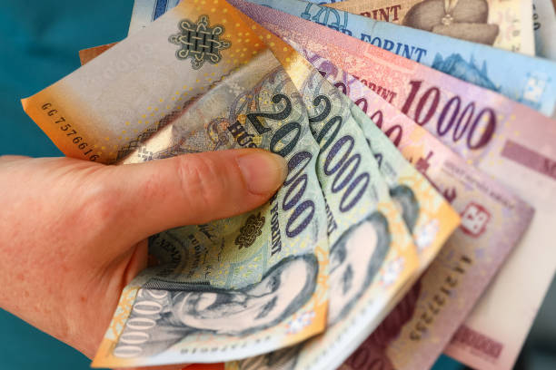 hungarian forint money woman clutching a handful of banknote 6